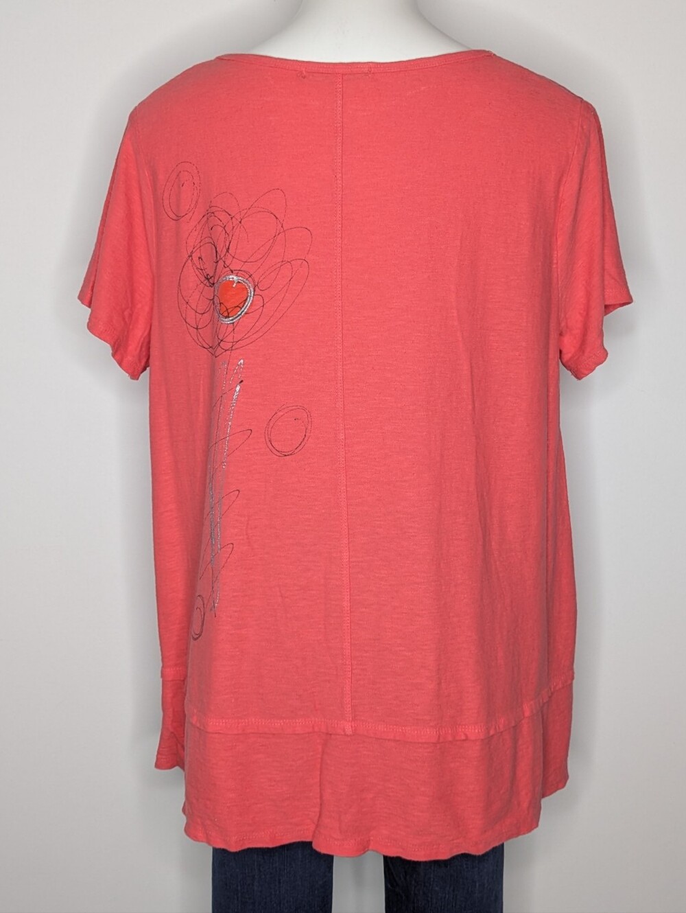 Cut Loose Red Abstract Floral Linen Cotton Lagenlook Art Top XL - Picture 3 of 5